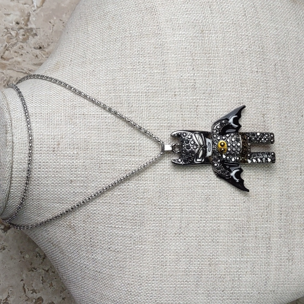 Crystal Studded Batman Pendant Necklace
